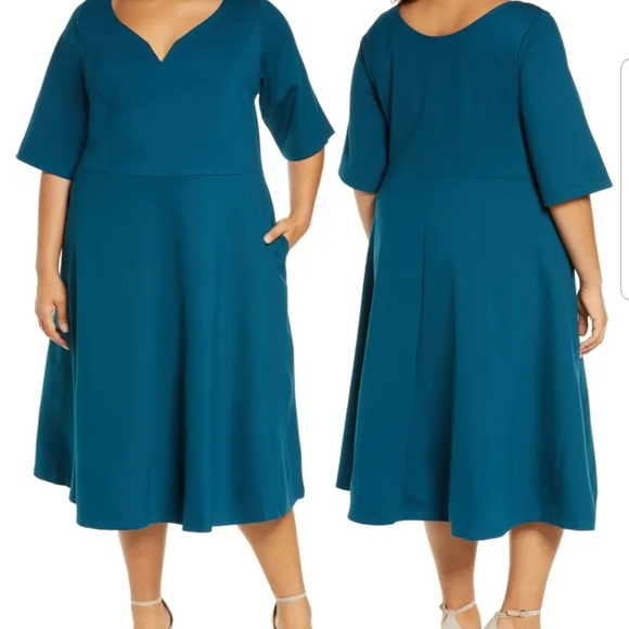 City Chic NWT black waist pullover dress with pockets size XS 14 plus Cu… - Picture 8 of 8